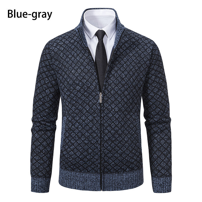 Zip jacket for men with modern diamond pattern Lune London