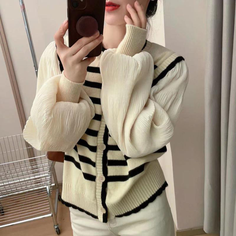 Gilet femme avec des manches volumineuses et un design rayé Chic & Stil