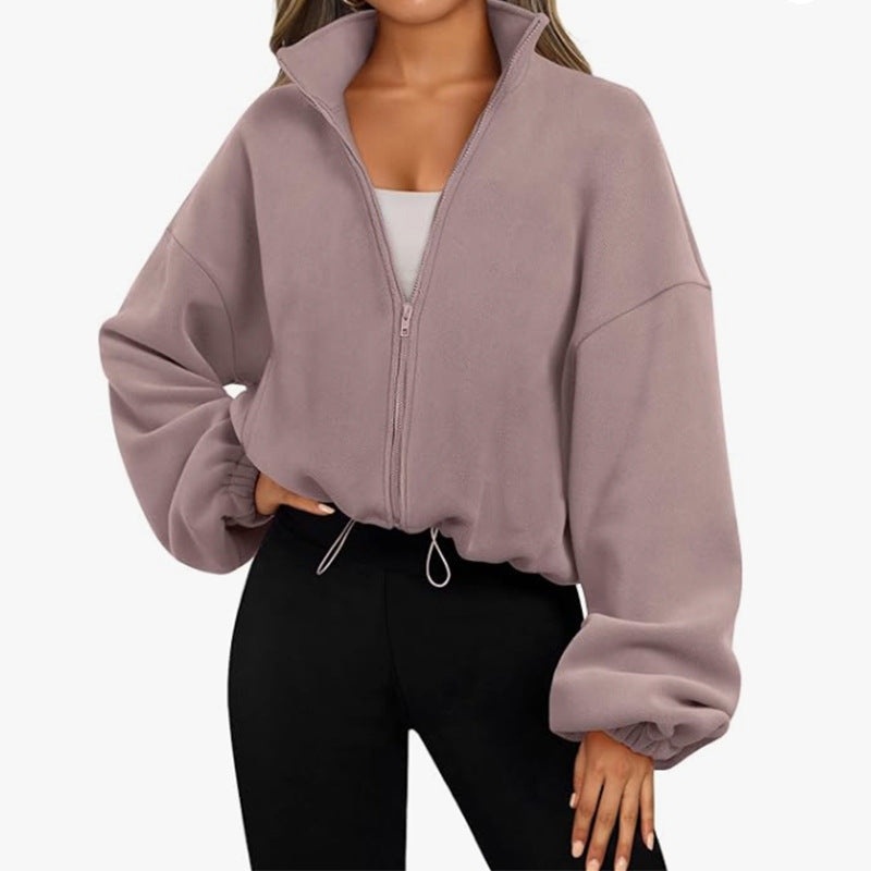 Lune London high collar oversized sweater with zipper for ladies