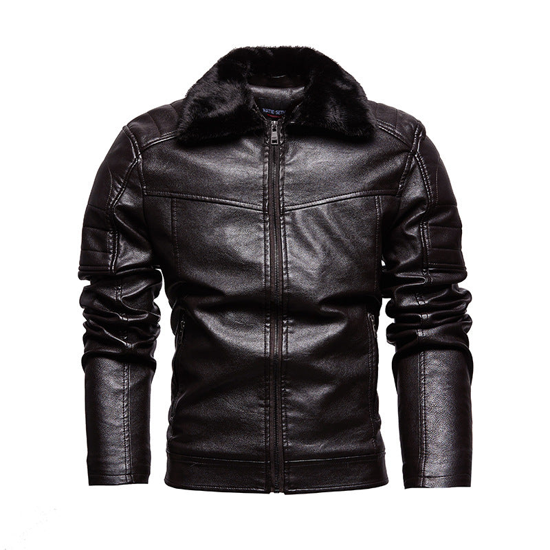 Elegant faux leather jacket for men with soft teddy collar Lune London