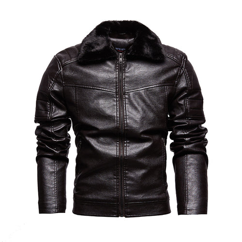 Elegant faux leather jacket for men with soft teddy collar Lune London