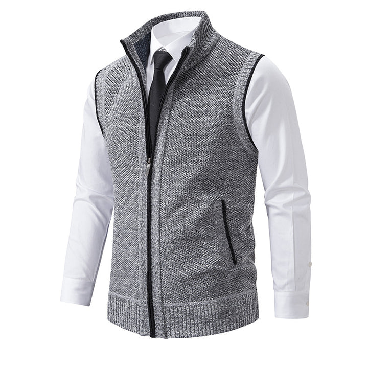 Men's knitted cardigan with zipper and structured design Lune London