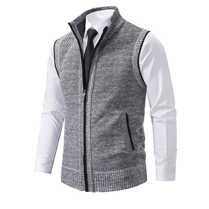 Men's Knit Vest with Zipper and Textured Design Lune London