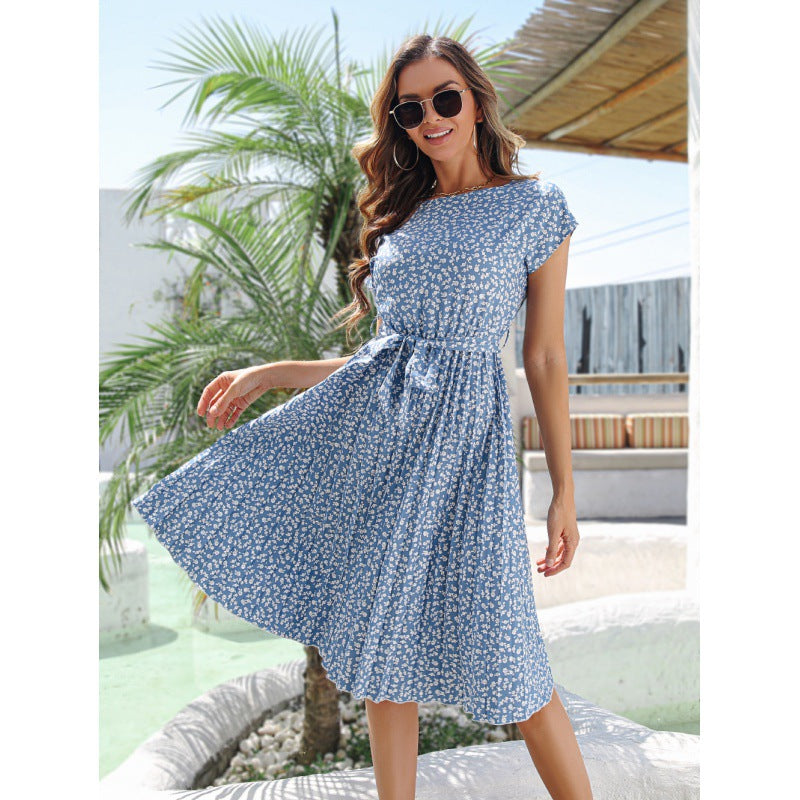 Midi Dress Flowers for Women with Tie Belt Lune London