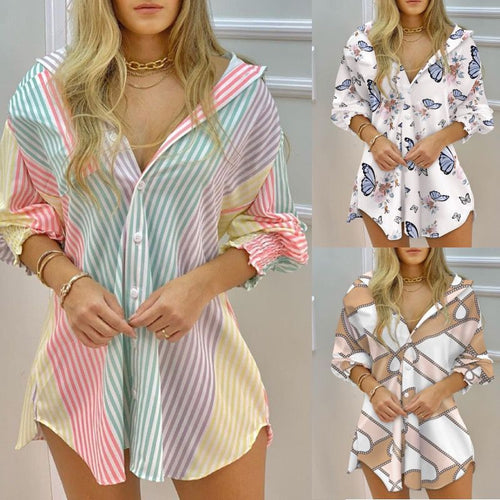 Light striped button-up shirt dress for women Lune London