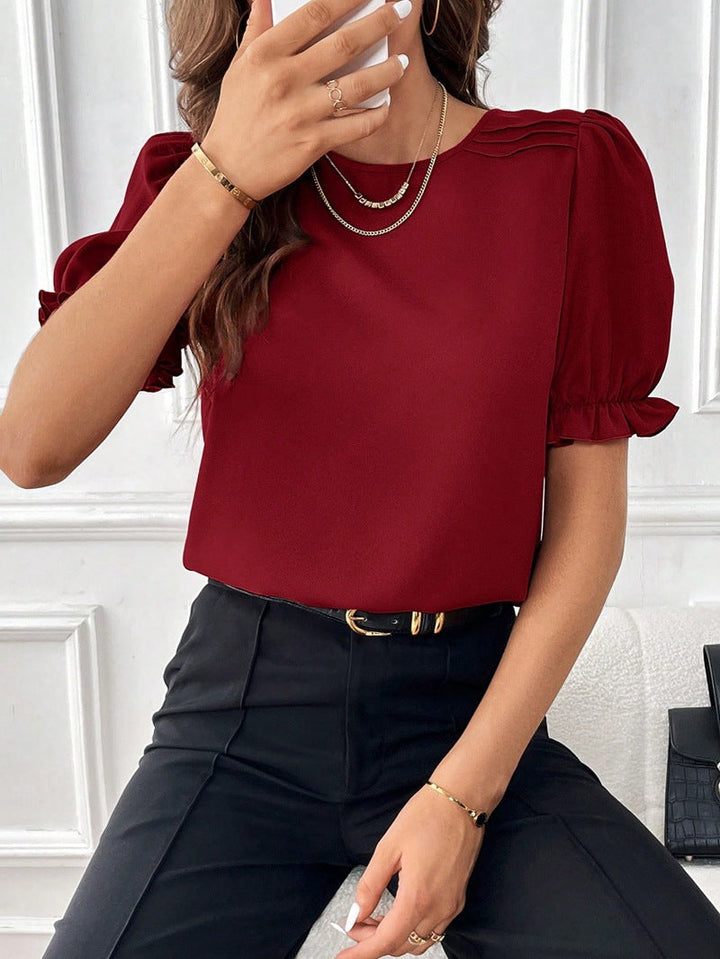 Lune London | Pure-Color-Round-Neck-Shirt-Top with Temperament