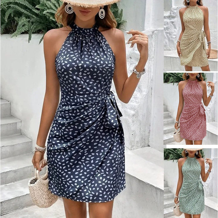 High waist wrap dress for women with elegant halter neck Lune London