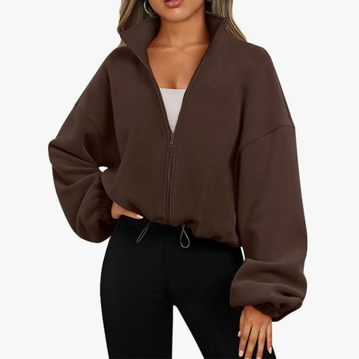 Lune London high collar oversized sweater with zipper for ladies