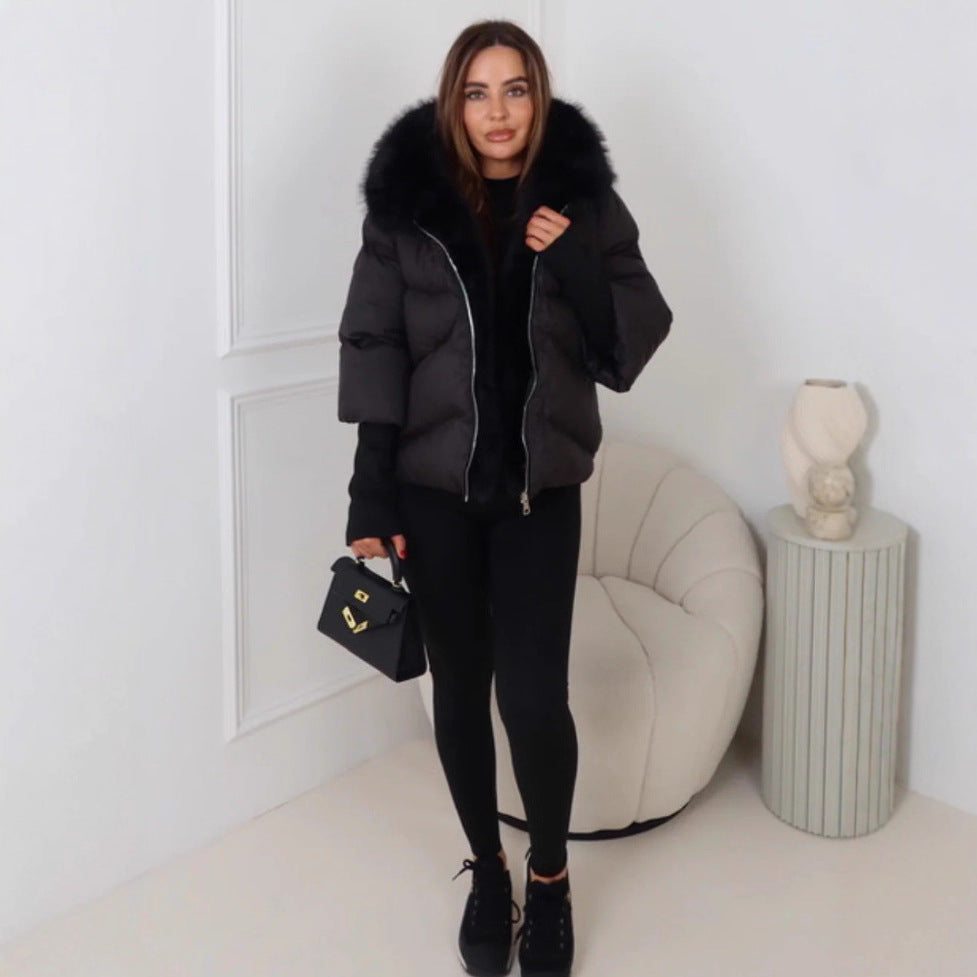 Veste d'hiver pour femmes avec un luxueux col en fausse fourrure et un design matelassé Chic & Stil