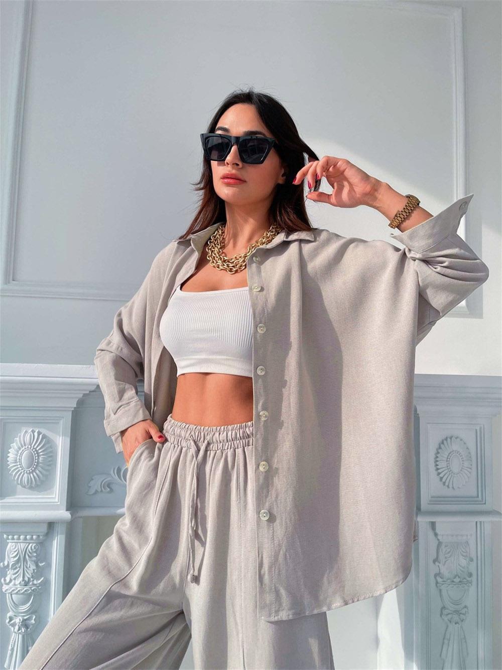 Tenue d'été décontractée pour femmes avec blouse surdimensionnée et pantalons larges Lune London
