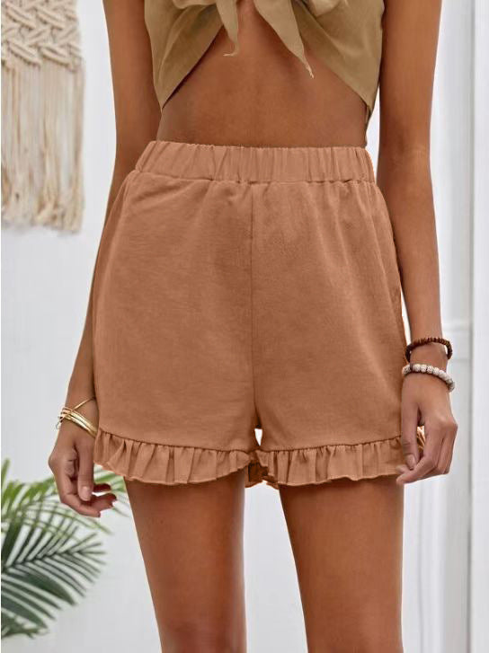 Women's shorts with gathered hem to slip on Lune London