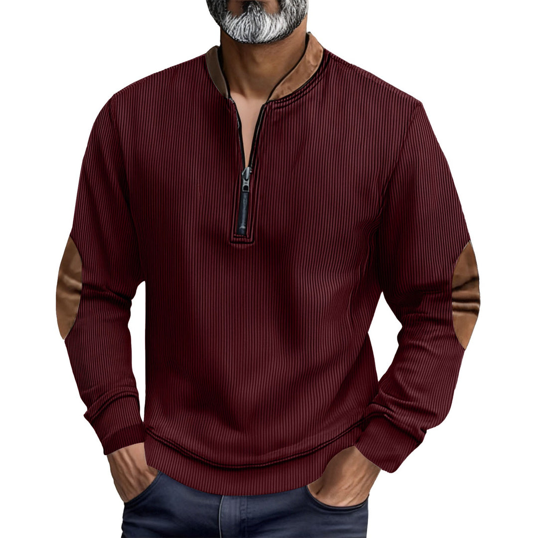 Elegant pull for men with a high collar and trendy leather inserts Lune London