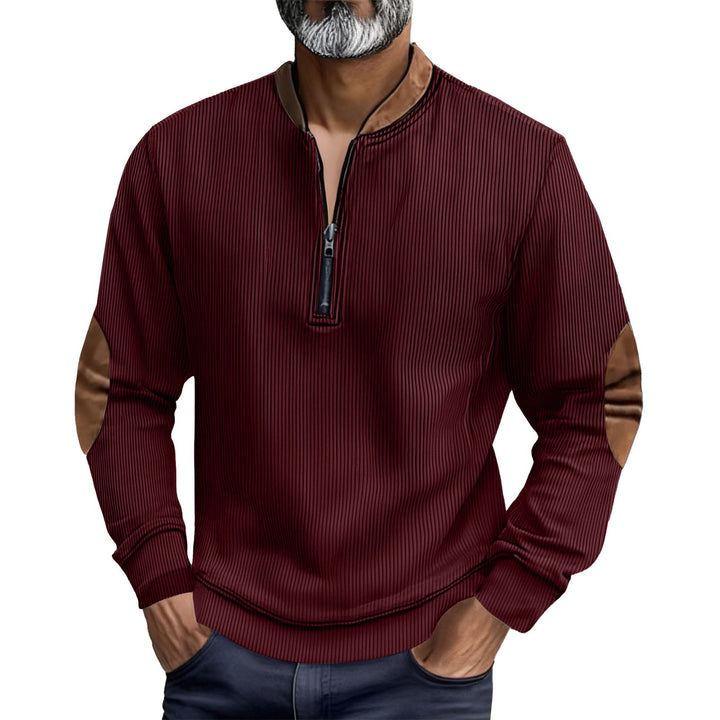 Elegant pull for men with a high collar and trendy leather inserts Lune London