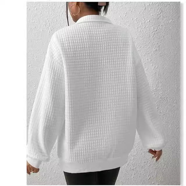 Oversized sweatshirt for women with high collar and textured design Lune London