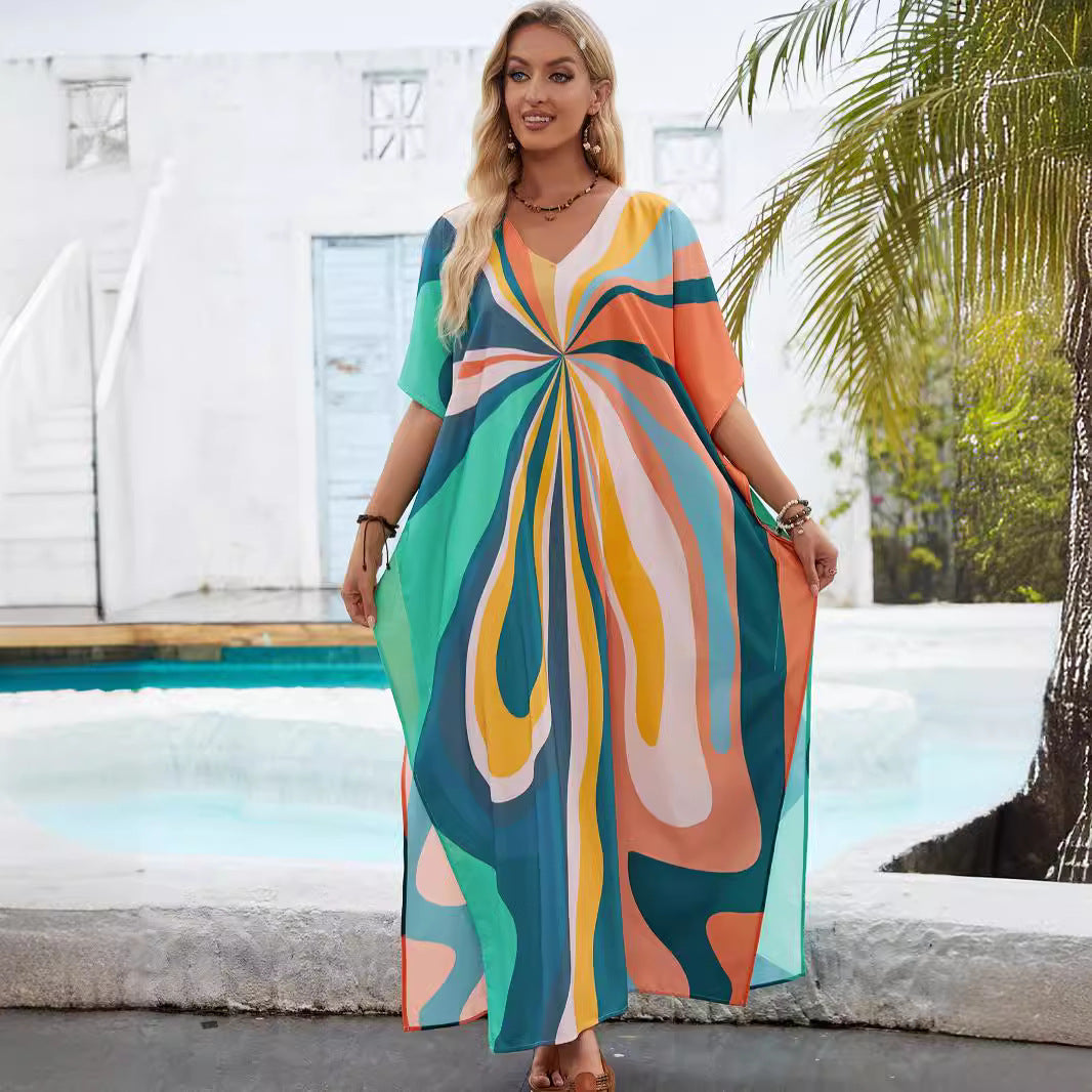 Lune London Women's Bright Patterned Kaftan Dress