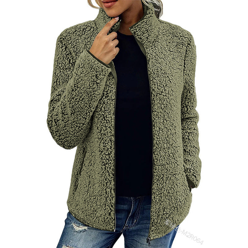 Soft fleece jacket for women with a high collar and side pockets Lune London