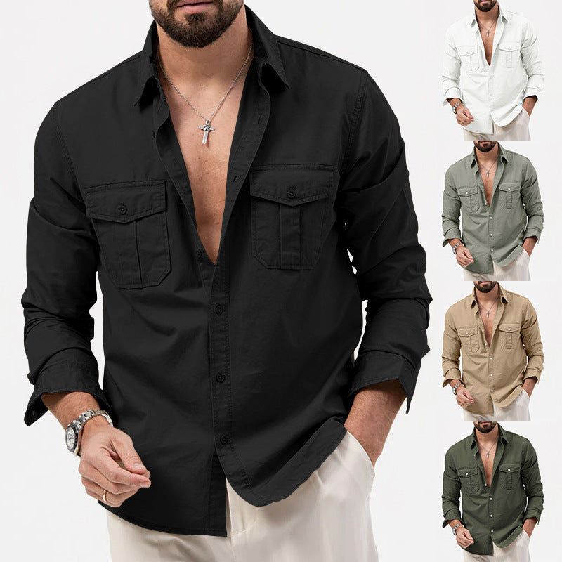 Long sleeve shirt for men with two chest pockets and modern fit Lune London