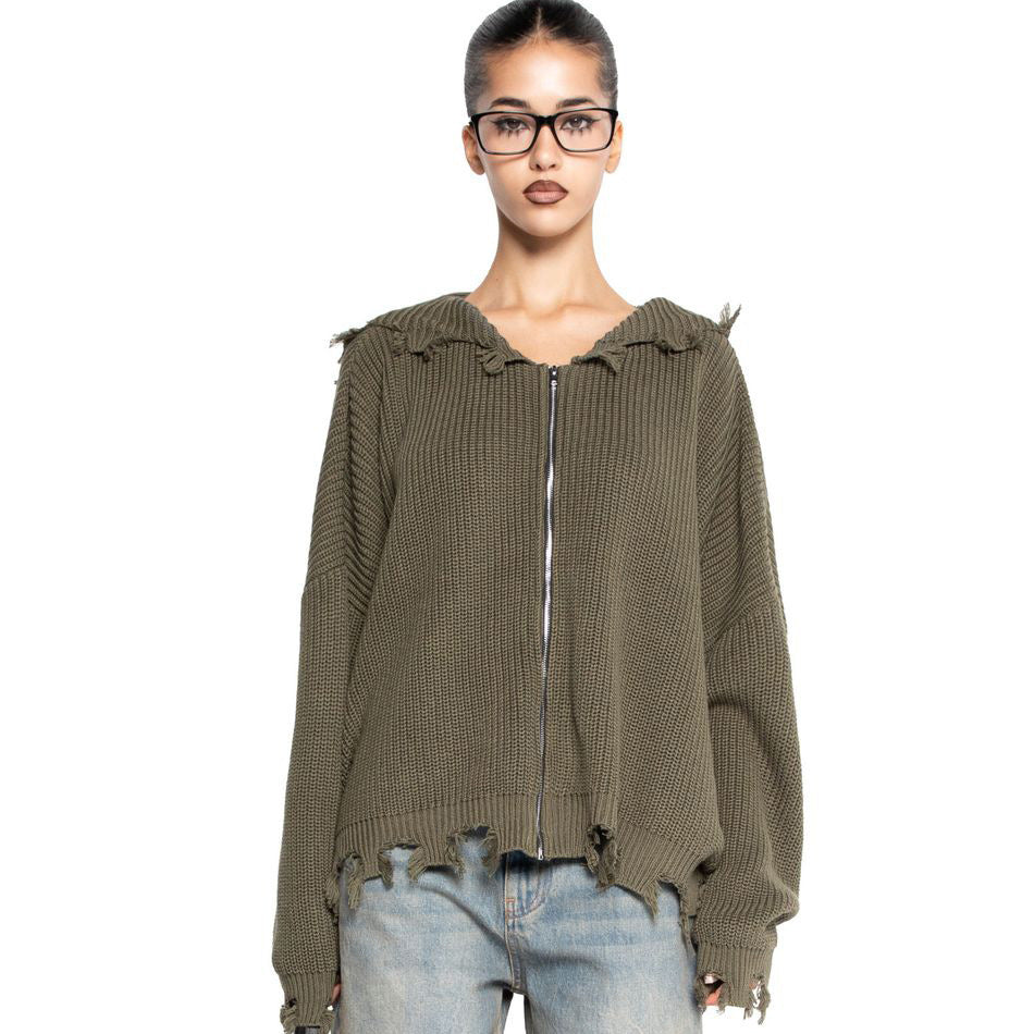 Casual hoodie for women with a trendy ripped design and wide sleeves Lune London