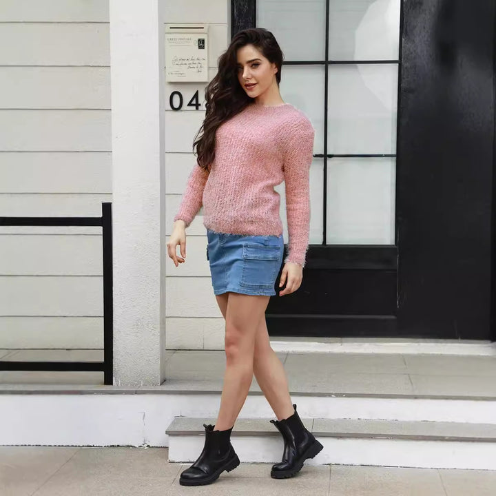 Cozy knit sweater for women with excellent elasticity and a modern chic and stylish design