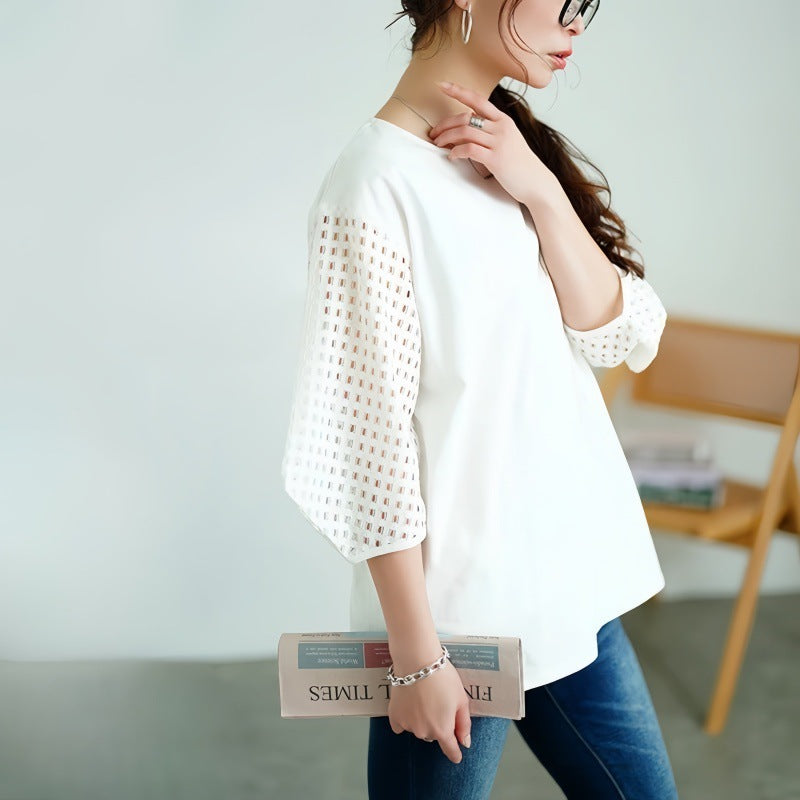 Ladies elegant top with structured sleeves Lune London