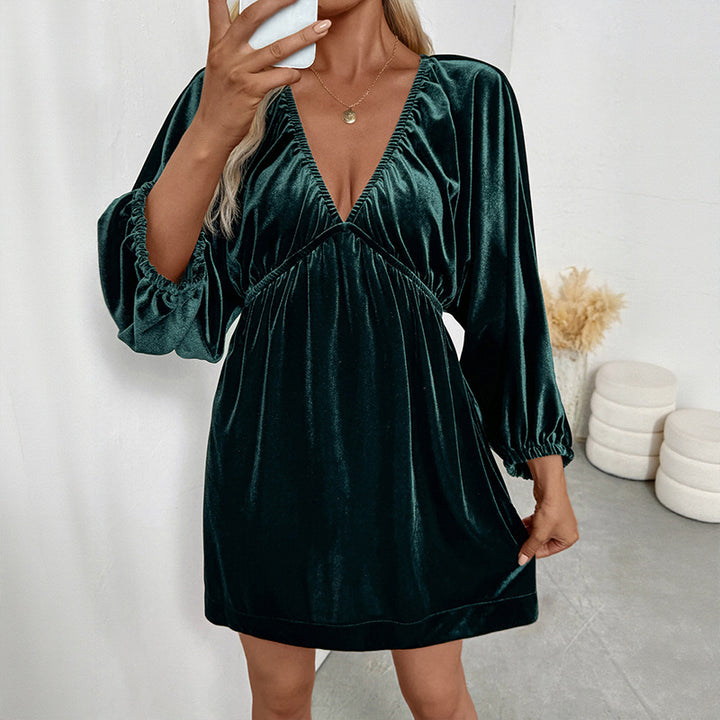 Robe enveloppante en velours pour femmes Chic & Stil