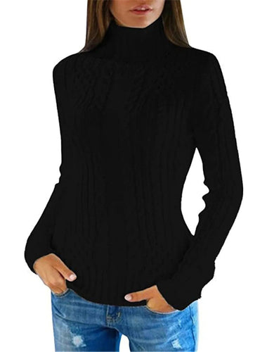 Women's Turtleneck Sweater with Cable Pattern and Comfortable Fit Lune London