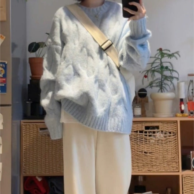 Pull en maille épaisse pour femme avec motif en câble texturé et coupe décontractée Chic & Stil