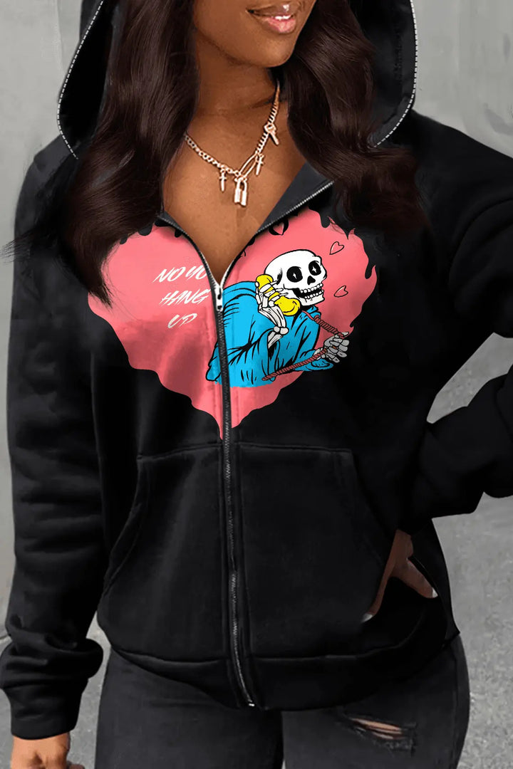 Women's hoodie with creative graphic print and kangaroo pockets Lune London