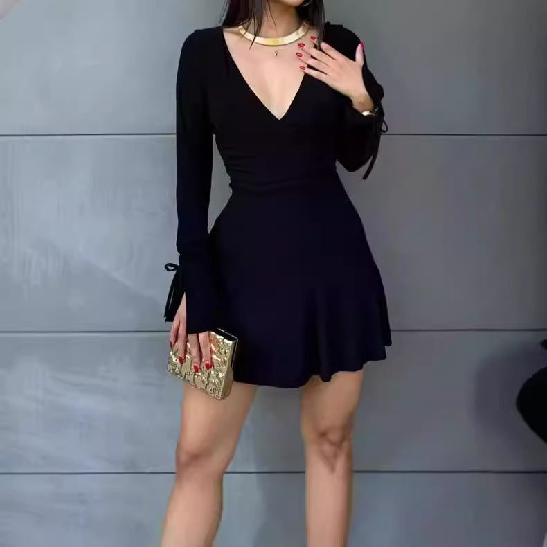 Wrap dress for women with long sleeves and decorative knots Lune London