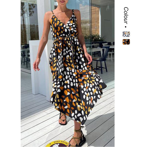 Women's maxi dress with elegant wrap design and stylish ruffle details