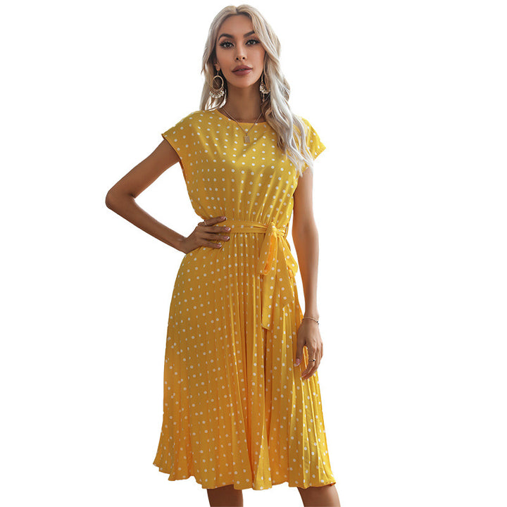 Lune London Women's A-line Polka Dot Dress with Waist Cord
