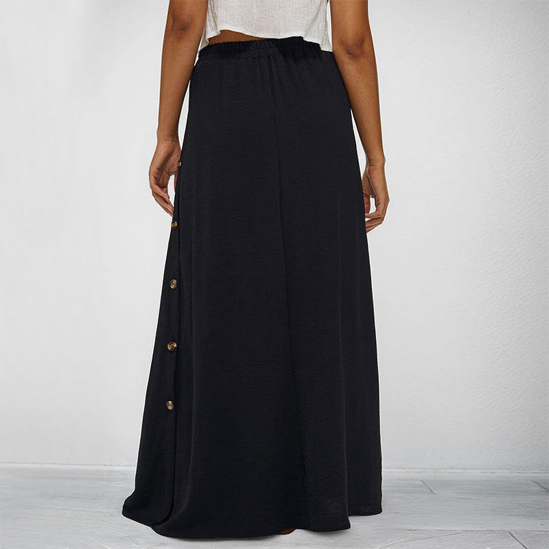 High-waisted maxi skirt for women with button details Lune London