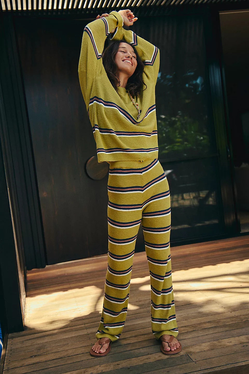 Casual sweater for women with striped design and loose fit Lune London