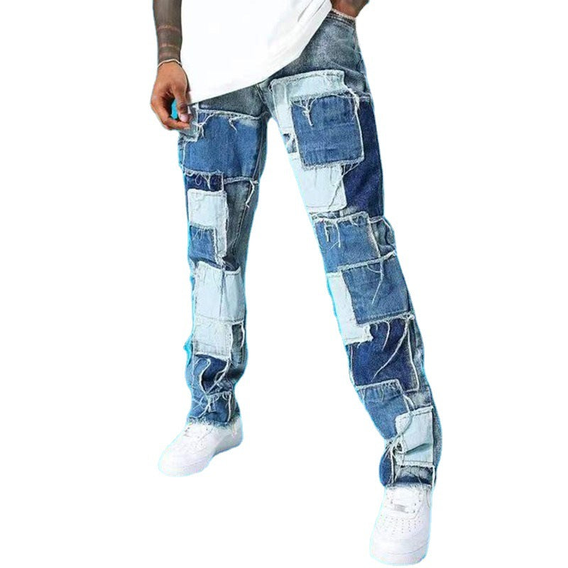 Men's Ripped Patchwork Jeans Lune London