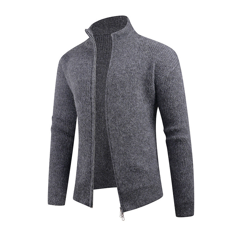 Knitted pullover for men with modern zipper and textured fabric Lune London