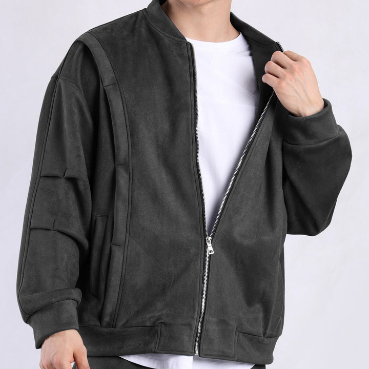 Stylish oversized jacket for women in soft faux leather with practical pockets and full zip Lune London