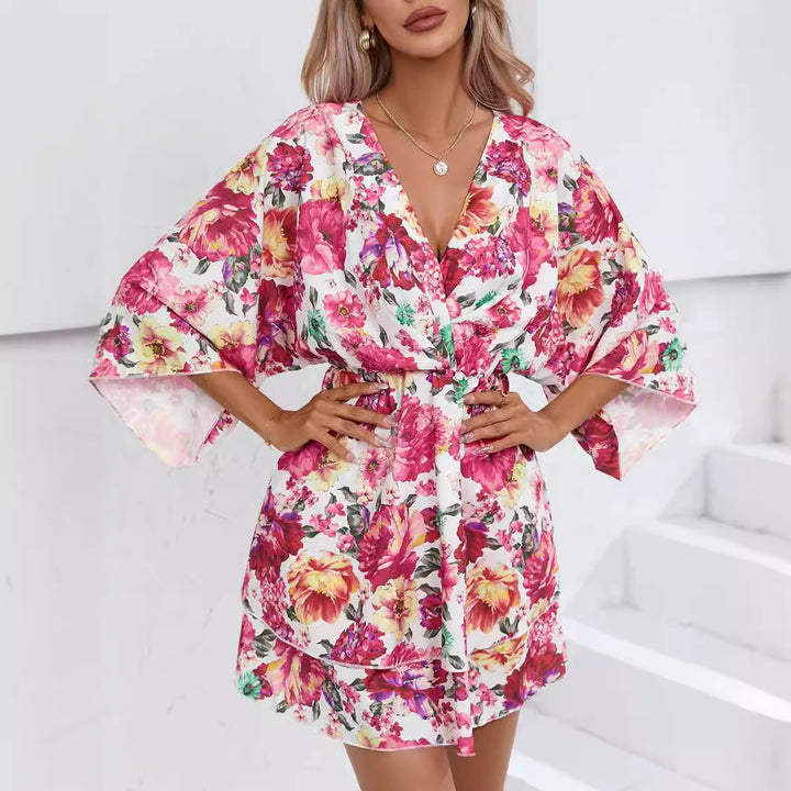 Casual shirt dress for women with deep V-neck and wide sleeves Lune London