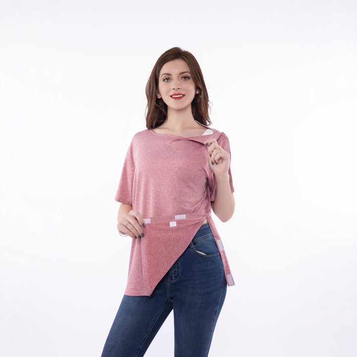 Trendy short sleeve t-shirt for women with innovative cut and playful details Lune London
