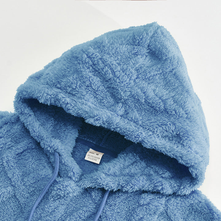 Ladies Cozy Fleece Hoodie with Textured Pattern Lune London