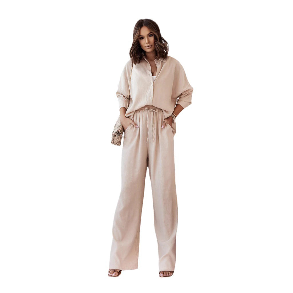 Women Two-Piece Casual Set with a Relaxed Cut Top and Loose Pants Lune London