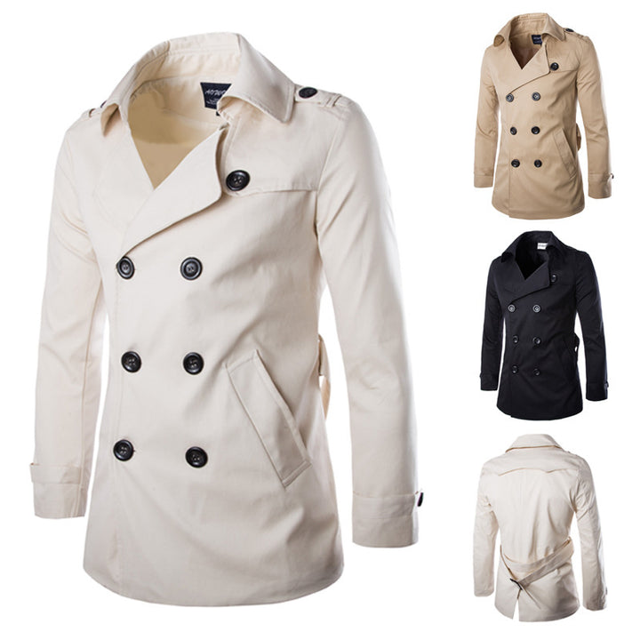 Elegant trench coat for men with double-breasted button closure and side insert pockets Lune London