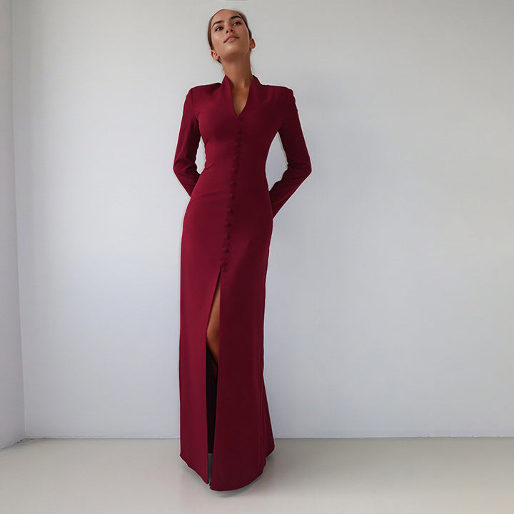 Elegant maxi dress for women with a fitted cut and buttons Lune London