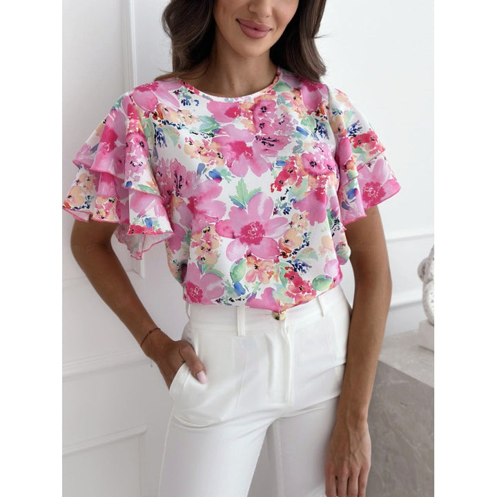 Women Chic Floral Ruffle Blouse and Style