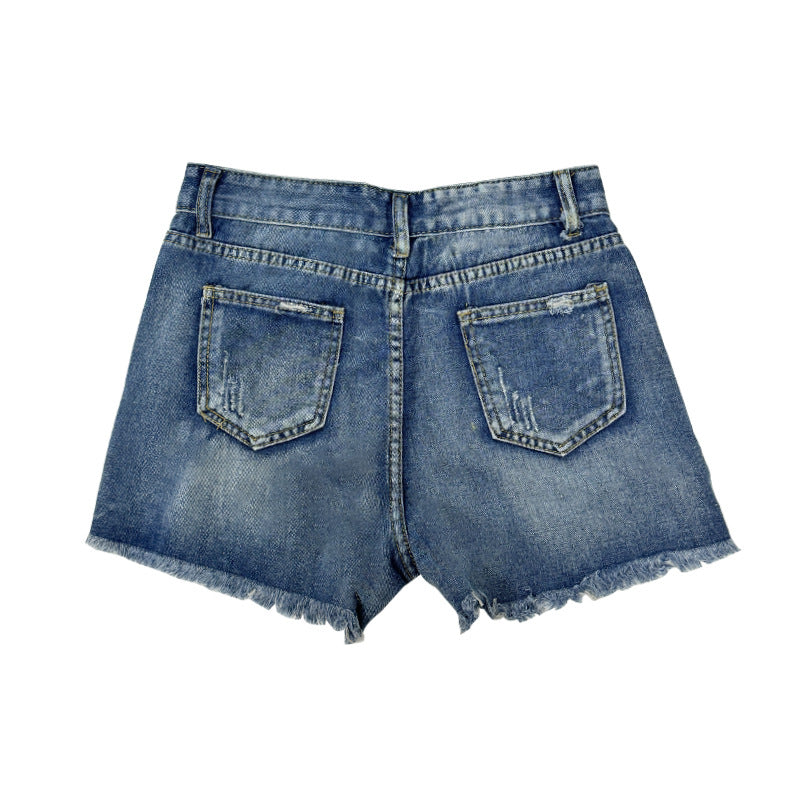Women Destroyed Denim Shorts Lune London