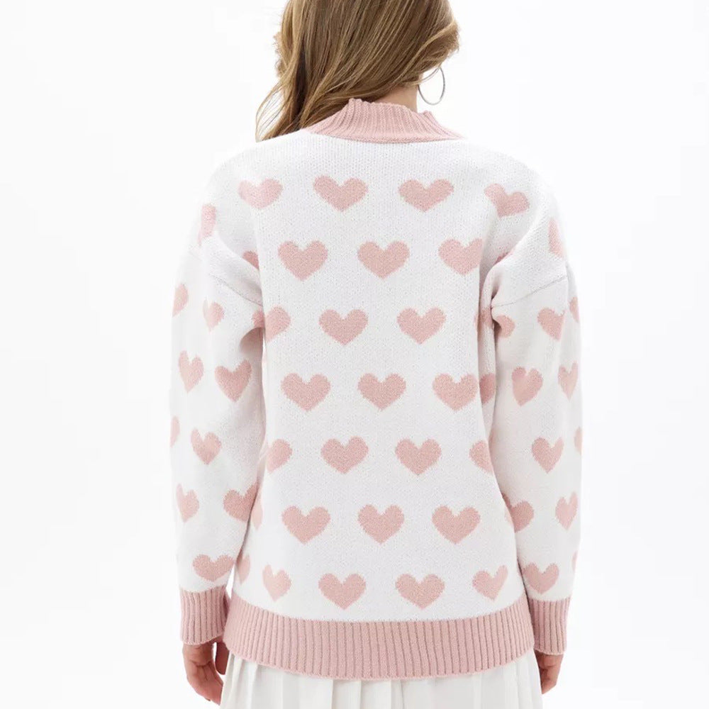 Cardigan pour femmes avec motif en cœurs et détails de boutons Chic & Stil