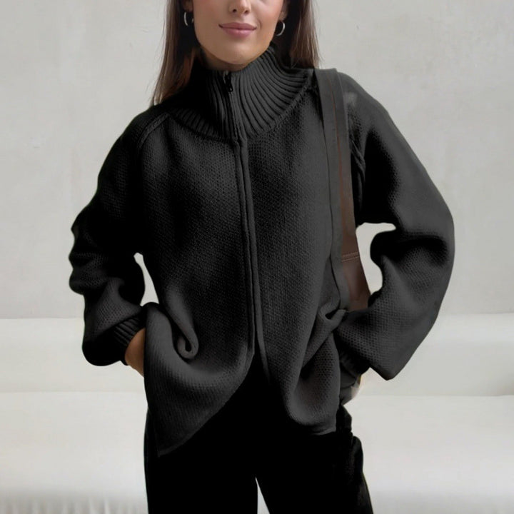 Cardigan pour femmes avec col monté et fermeture éclair Chic & Stil