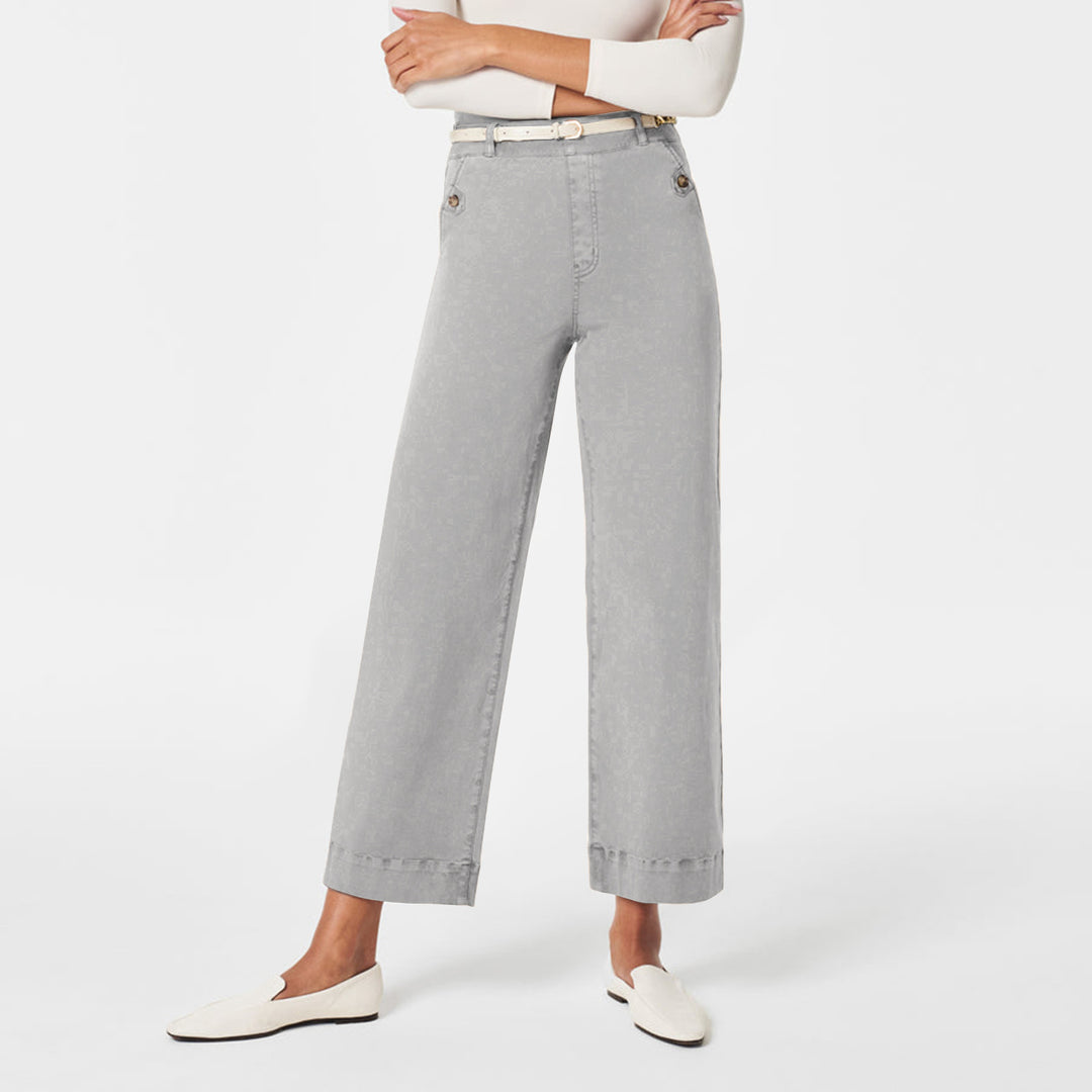 Women's Wide High-Waist Pants with Fashionable Button Details Lune London