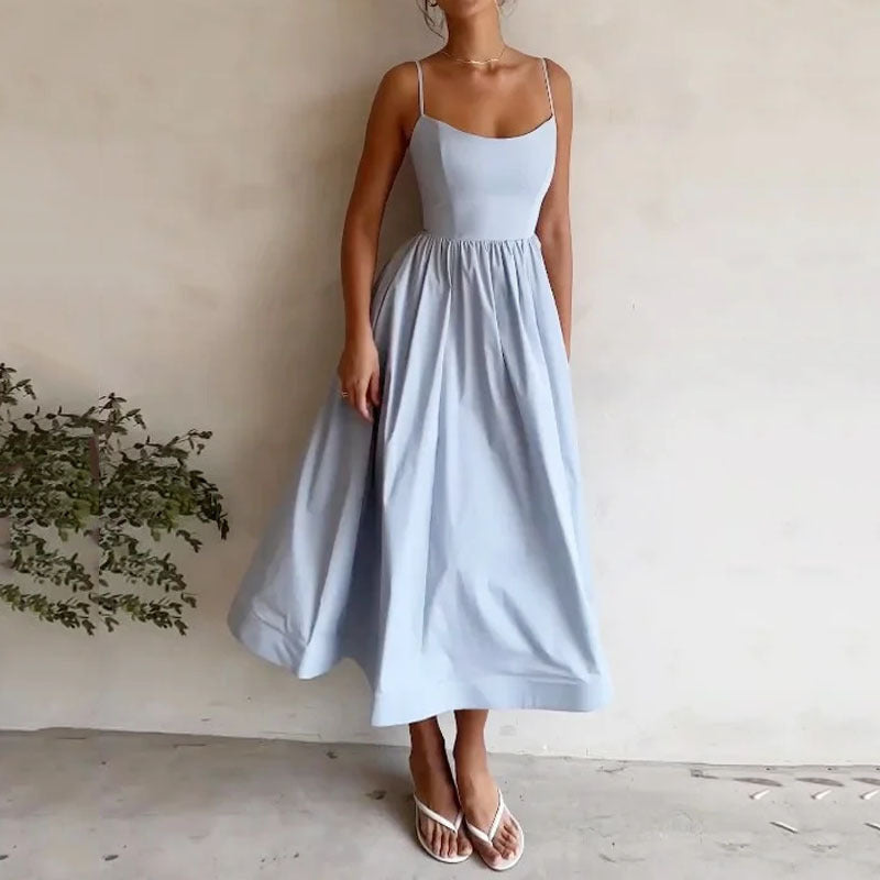 Airy maxi dress for women with thin straps and an elastic waistband Lune London
