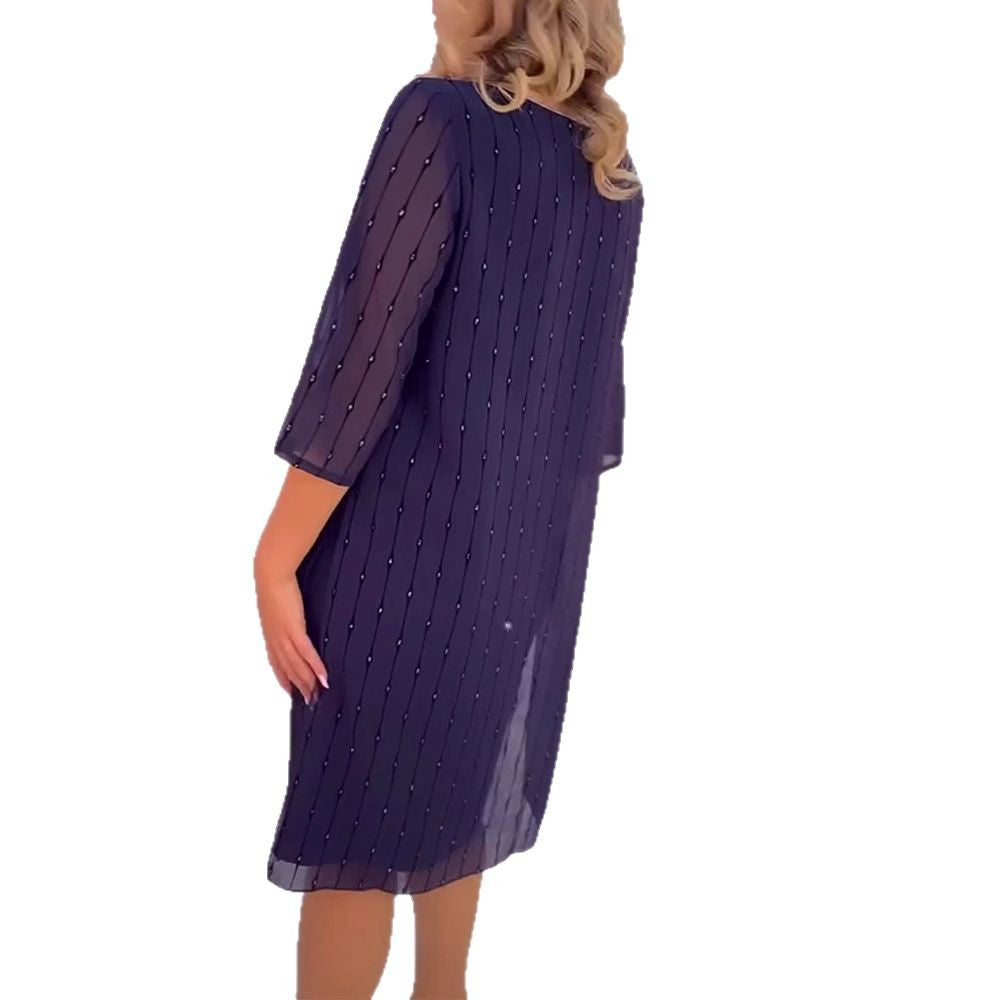 Robe de gala pour femmes avec des manches transparentes et des détails perles subtils Chic & Stil