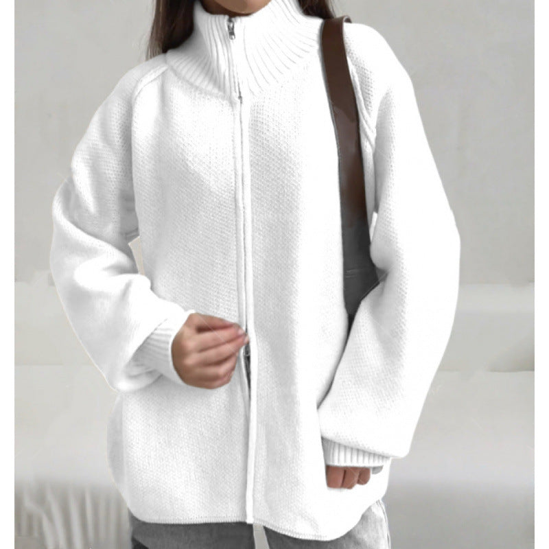 Cardigan pour femmes avec col monté et fermeture éclair Chic & Stil